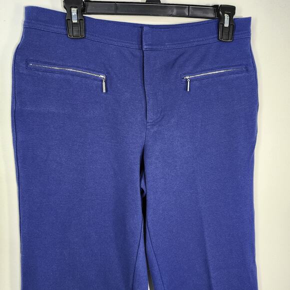 Isaac Mizrahi Live! Womens Petite Ponte Knit Straight Pants Size 10P Zip Pockets - Picture 5 of 11